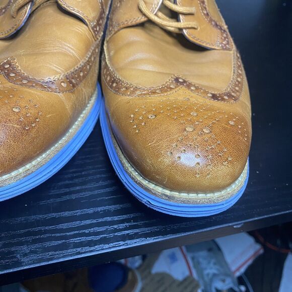 Cole Haan Tan and Blue Oxfords - Picture 4 of 11